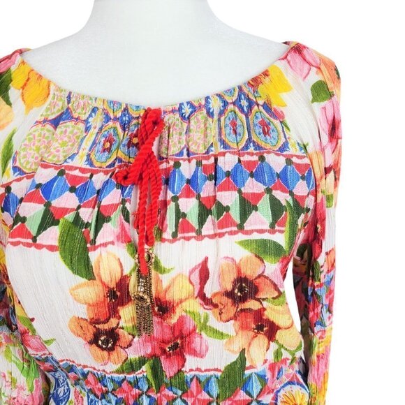 Desigual Whimsical Summer Floral Multicolored and Multiprint Blouse - Picture 10 of 13